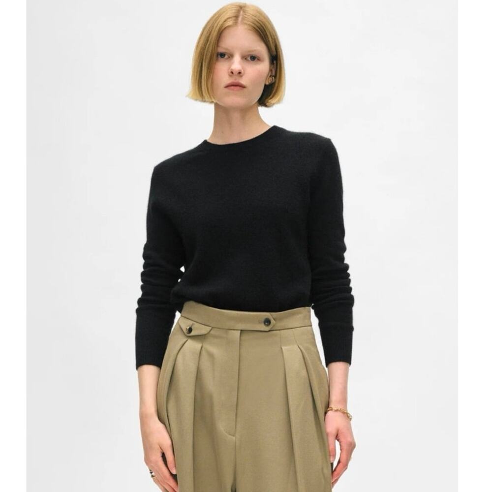 White + Warren Black Classic Cashmere Crewneck Sweater Size XS